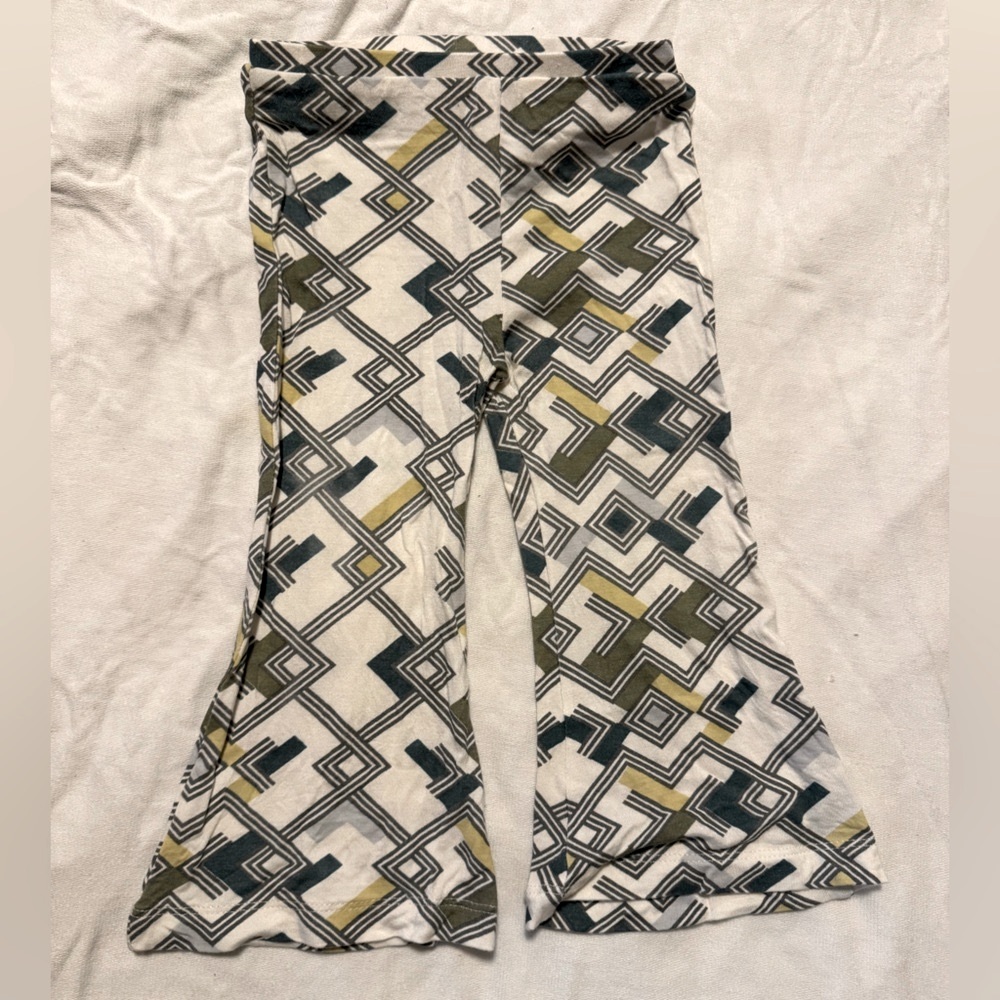 Kate Quinn Green and Yellow Geometric  Flared Pants
